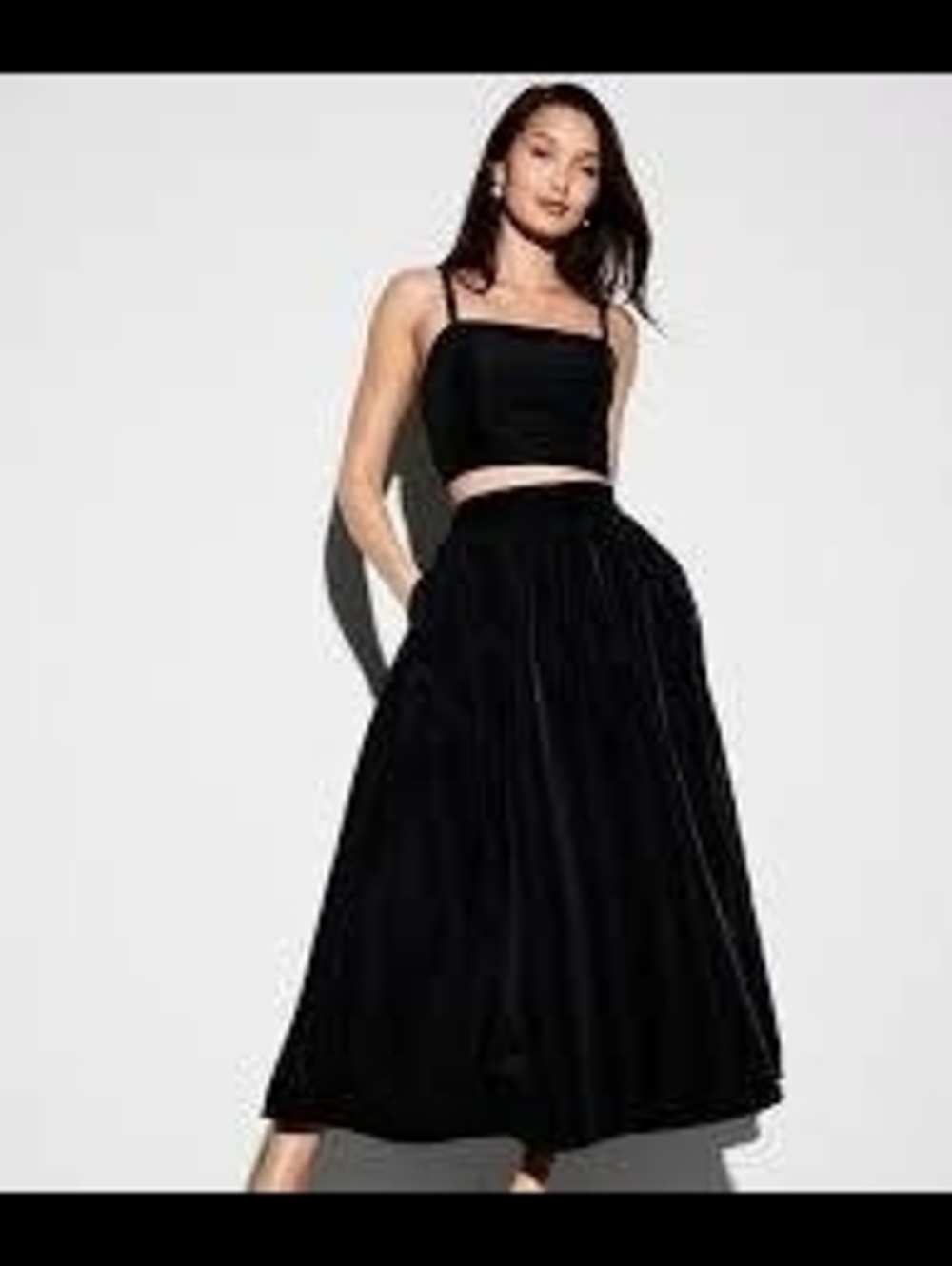 NWOT High-Waisted Black Taffeta Midi Skirt - Picture 7 of 7